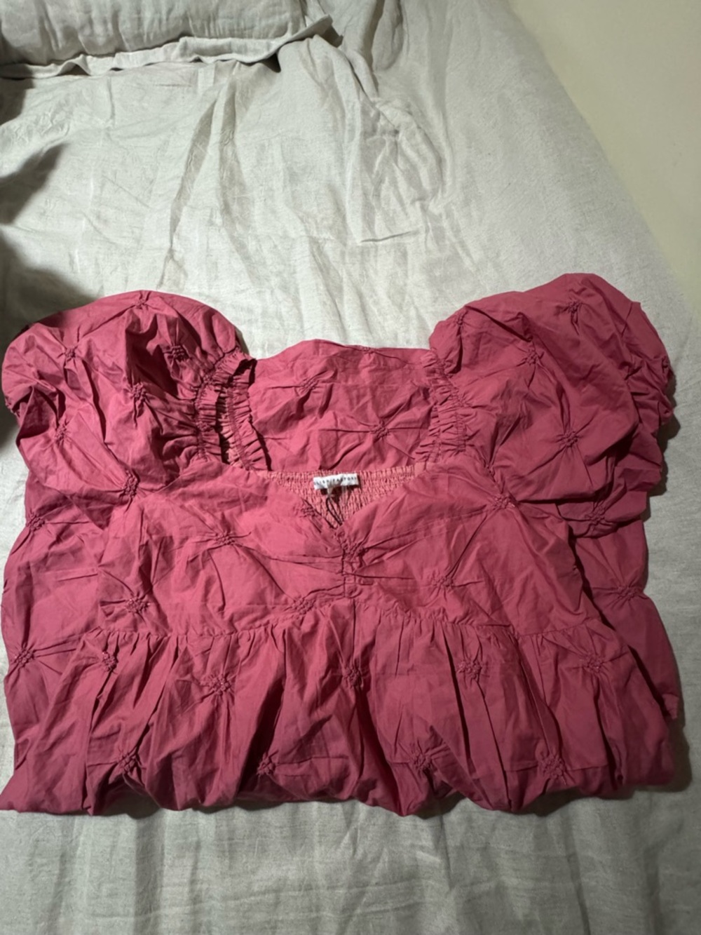 English Factory Pink Puff Sleeve Babydoll Dress size L Nwt - Picture 10 of 11